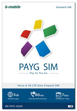 B-mobile також пропонує «PAYG SIM» - SIM-карту, яку можна використовувати як для голосового зв'язку, так і для передачі даних